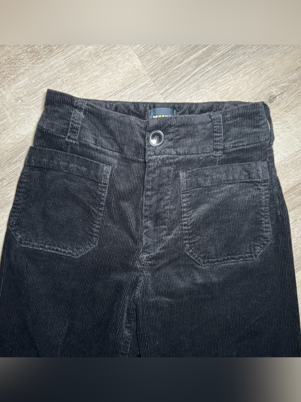 Anthropologie Maeve The Colette Corduroy Cropped Wide Leg Pants Black 25P - Picture 3 of 5